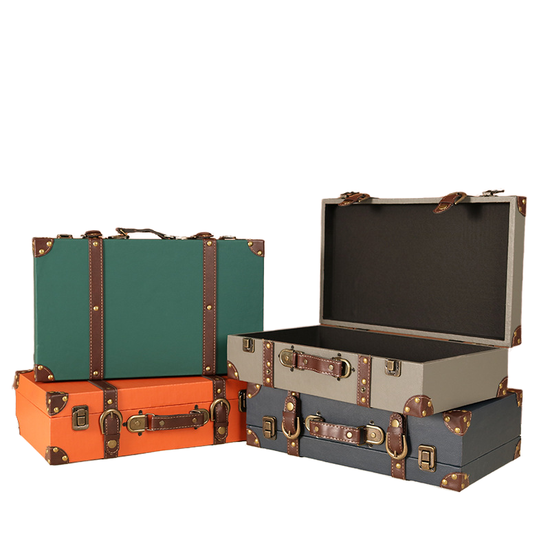 Luxury Bags Luggage - กระเป๋าเดินทางสไตล์วินเทจสุดหรู ทำด้วยมือ หุ้มด้วยหนังและไม้ พร้อมกุญแจล็อคแบบคลาสสิก