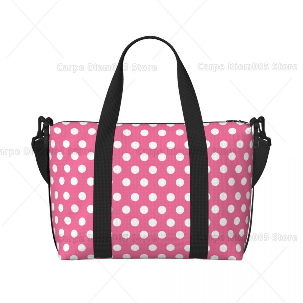 Luxury Bags Luggage - Pink Polka Dots Tote กระเป๋าขนาดใหญ่ความจุกีฬากระเป๋าเดินทางกระเป๋าเดินทางค้างคืนกระเป๋าออกแบบกระเป๋า Unisex