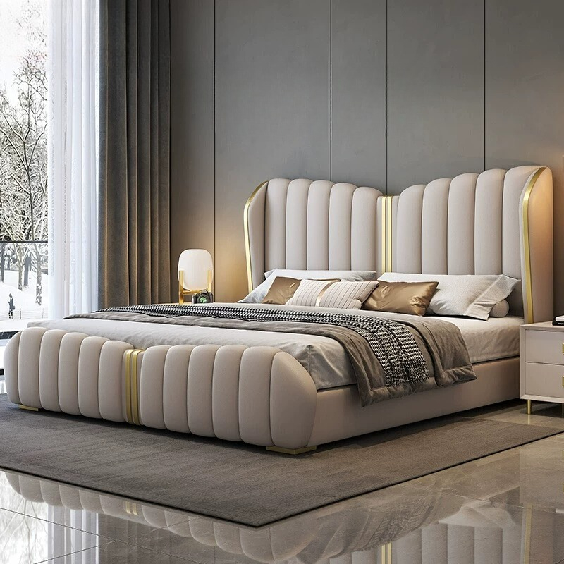 Luxury Bags Europe - เตียงหนังดีไซน์ทันสมัยเรียบหรู ขนาด 1.8 ม. เตียงคู่ เตียงขนาดใหญ่