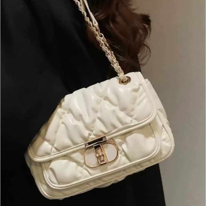 Luxury Bags Quiet - กระเป๋าถือทรงสี่เหลี่ยมจัตุรัสแบบมีสายสะพายไหล่ ดีไซน์หรูหรา ผ้าพลีท แฟชั่นผู้หญิง สไตล์เบาๆ แบบสะพายข้าง