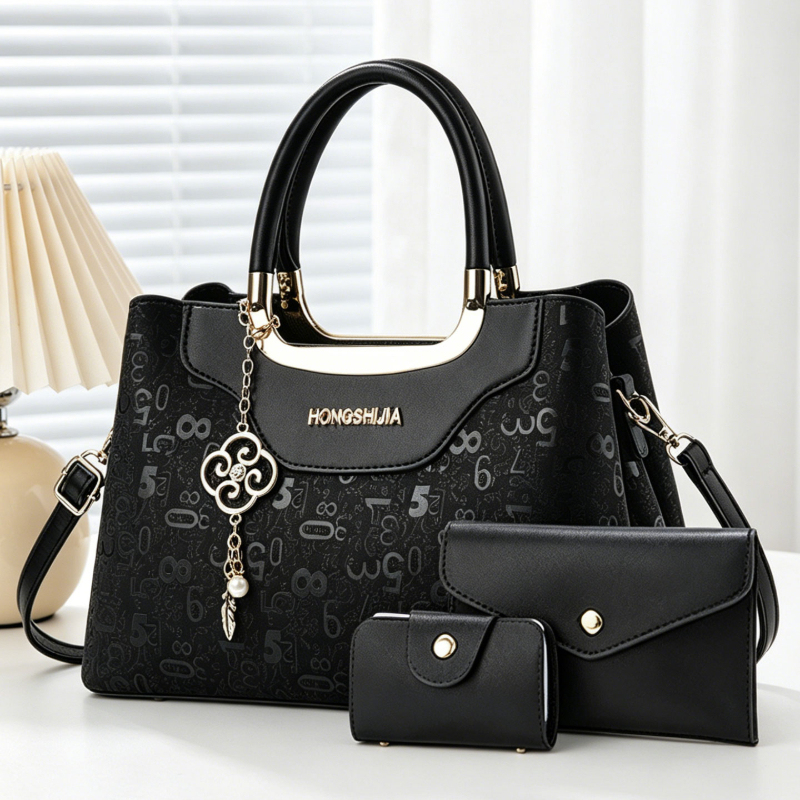 Luxury Bags With Zipper - ชุดกระเป๋าถือแฟชั่นผู้หญิง 3 ชิ้น, กระเป๋าสะพายข้างพิมพ์ลายดิจิตอลสุดหรูสำหรับผู้หญิง, กระเป๋าสะพายไหล่หลายช่องความจุขนาดใหญ่