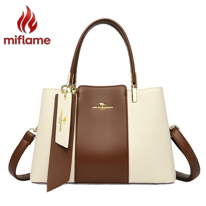 Luxury Bags Quiet - กระเป๋าหนังแท้สำหรับผู้หญิง กระเป๋าสะพายไหล่ขนาดใหญ่ ดีไซน์เรียบหรู ทันสมัย ทนทาน พกพาสะดวก