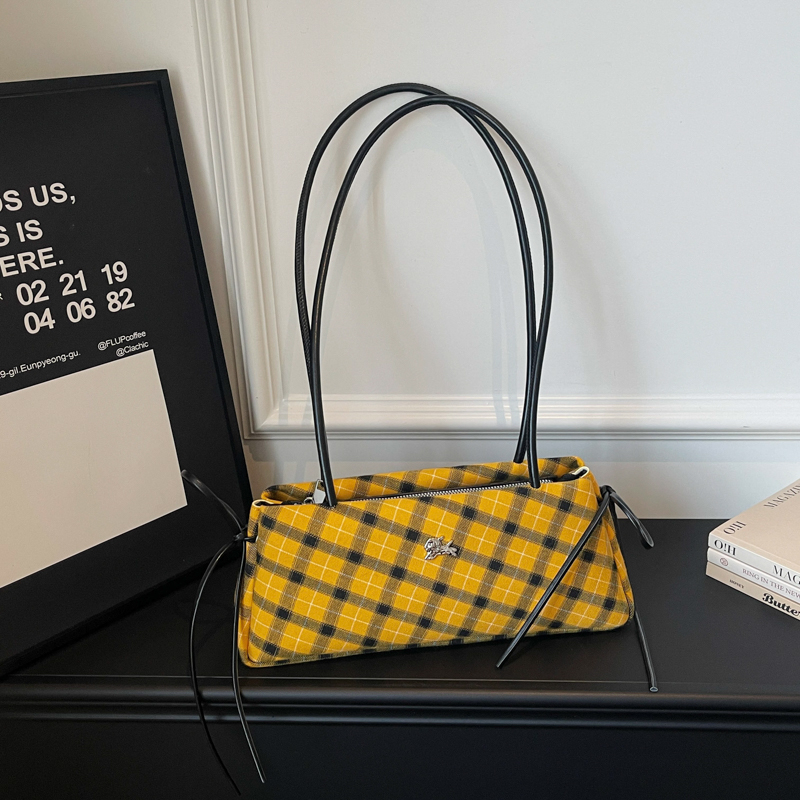 Luxury Bags Affordable - กระเป๋าถือแฟชั่นลายสก็อตไมโครไฟเบอร์พร้อมซิปและโบว์ ดีไซน์หรูหราแต่ราคาเข้าถึงได้ กระเป๋าสะพายไหล่คุณภาพสูง ปี 2026