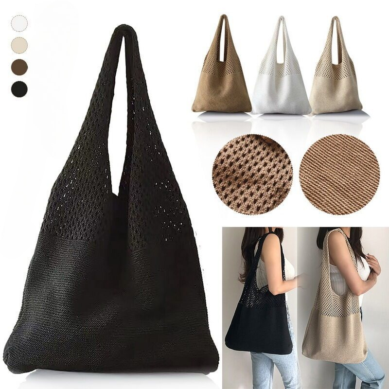 Luxury Beach Bags Ysl - กระเป๋าถือสะพายไหล่ผู้หญิงแบบถักแฟชั่นปี 2026 กระเป๋าถือสานสำหรับผู้หญิง ความจุขนาดใหญ่ กระเป๋าถักสำหรับฤดูร้อน กระเป๋าสะพายลำลอง