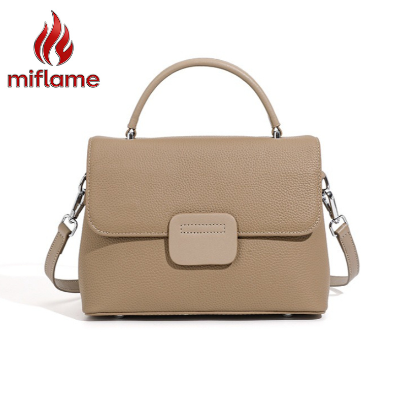 Luxury Bags Quiet - กระเป๋าหนังแท้สะพายไหล่สำหรับผู้หญิง หนังฟูลเกรน สายสะพายถอดได้ ไม่มีโลโก้ หรูหราแบบเรียบง่าย กระเป๋าสะพายข้าง