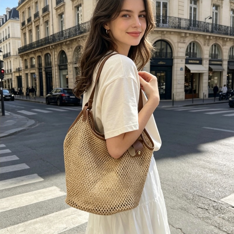 Luxury Beach Bags Ysl - 1/2 ชิ้น 2026 ใหม่กระเป๋าสานฟางขนาดใหญ่ความจุกระเป๋าสะพายไหล่ผู้หญิงกระเป๋าถือวันหยุดฤดูร้อนชายหาด