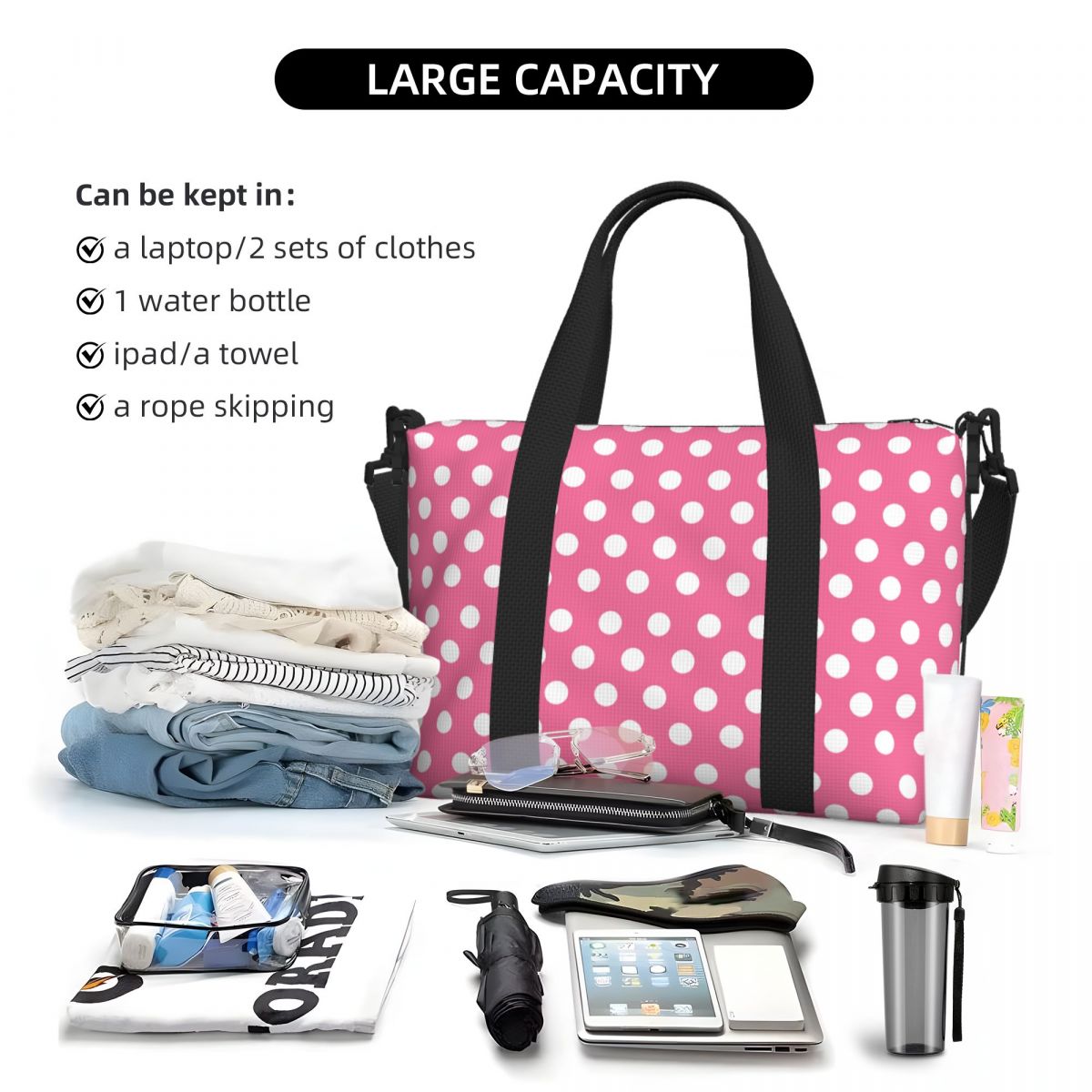 Pink Polka Dots Tote กระเป๋าขน - Luxury Bags Luggage บทวิจารณ์และราคา