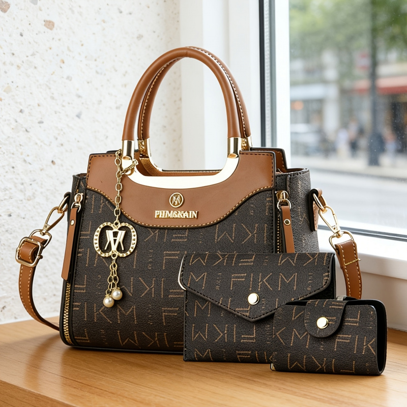 ชุดกระเป๋าพิมพ์ลายตัวอักษร 3 ช - Luxury Bags With Zipper บทวิจารณ์และราคา