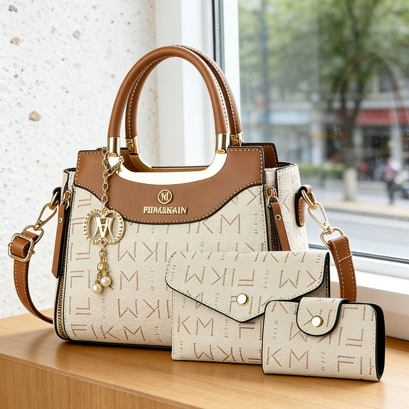 ชุดกระเป๋าพิมพ์ลายตัวอักษร 3 ช - Luxury Bags With Zipper บทวิจารณ์และราคา