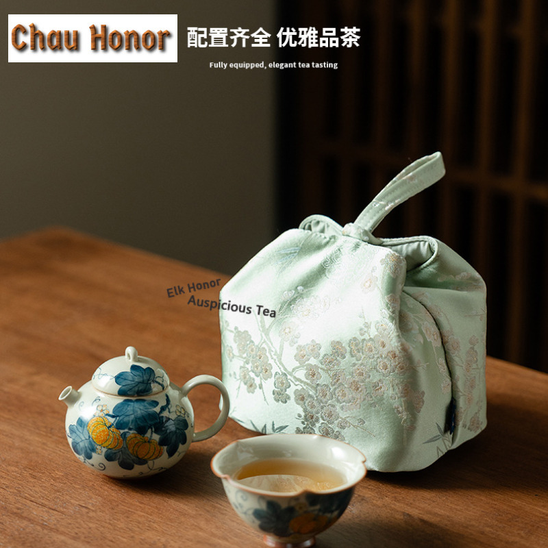 ชุดน้ำชาพกพาลายฟักทองวาดมือสุด - Luxury Bags Hand Painted บทวิจารณ์และราคา