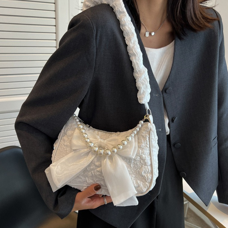 กระเป๋าผู้หญิงสีขาวลายไข่มุก ก - Luxury Y2K Bags บทวิจารณ์และราคา