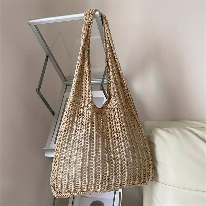 กระเป๋าถักไหมพรมสะพายไหล่สีพื้ - Luxury Beach Bags Ysl บทวิจารณ์และราคา