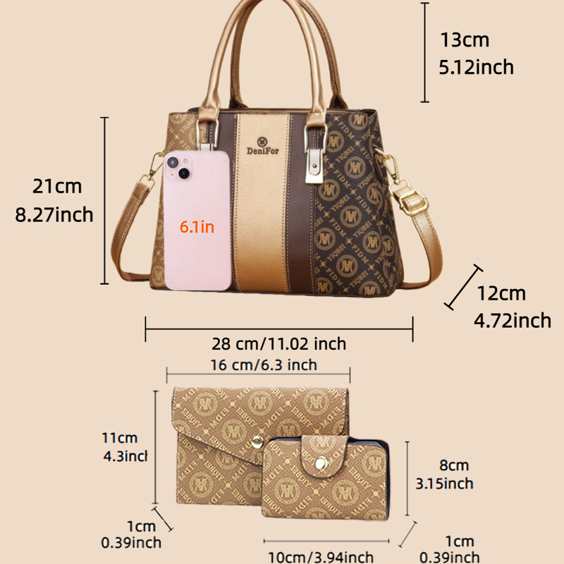ชุดกระเป๋าถือสตรี 3 ชิ้น ดีไซน - Luxury Bags With Zipper บทวิจารณ์และราคา