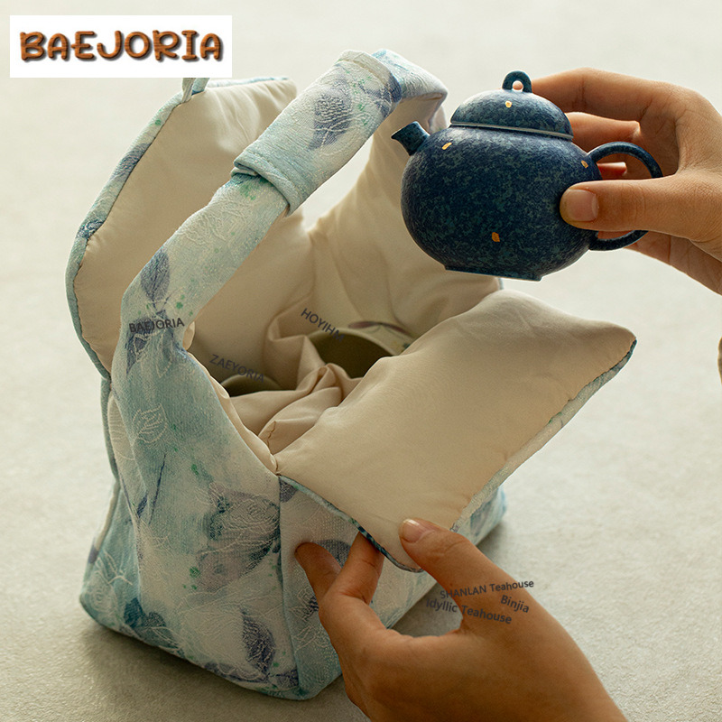 ชุดน้ำชาพกพาลายผีเสื้อสีน้ำเงิ - Luxury Bags Hand Painted บทวิจารณ์และราคา