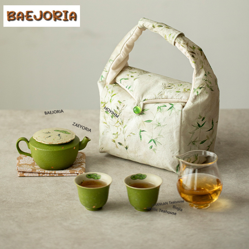 ชุดน้ำชาพกพาลายใบบัววาดมือ พร้ - Luxury Bags Hand Painted บทวิจารณ์และราคา